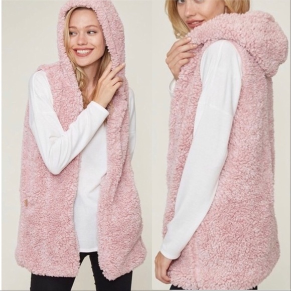 Jackets & Blazers - (LAST CHANCE, 1 EA SIZE) PINK PLUSH FAUX FUR VEST